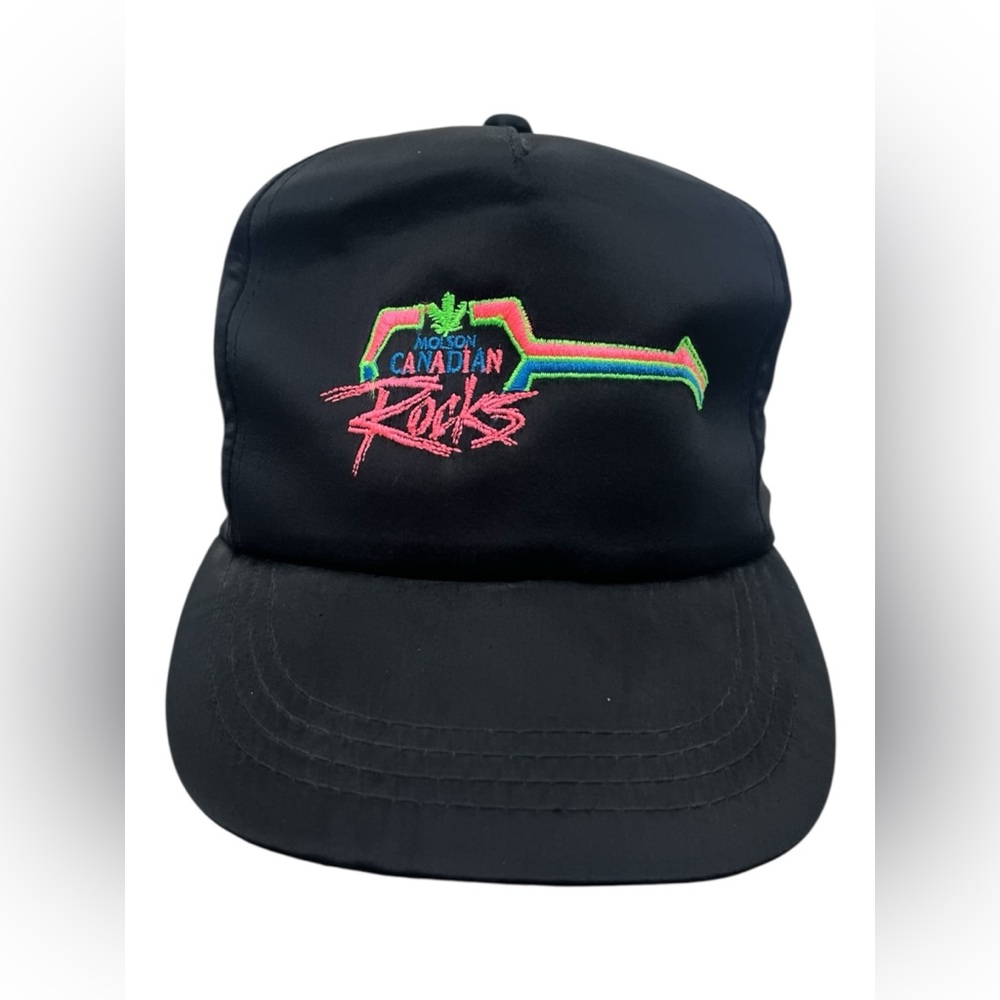 Retro Molson Canadian Rocks Black Neon Logo Snapback Hat